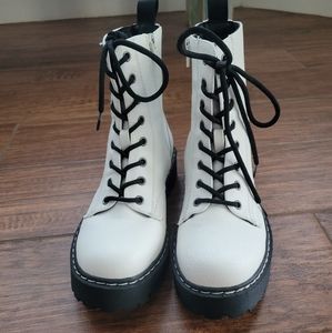 White Combat Boots EUC!